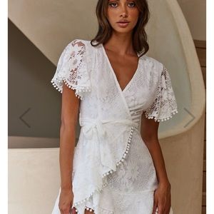 Selfie Leslie Cami Angel Sleeve Faux Wrap Dress